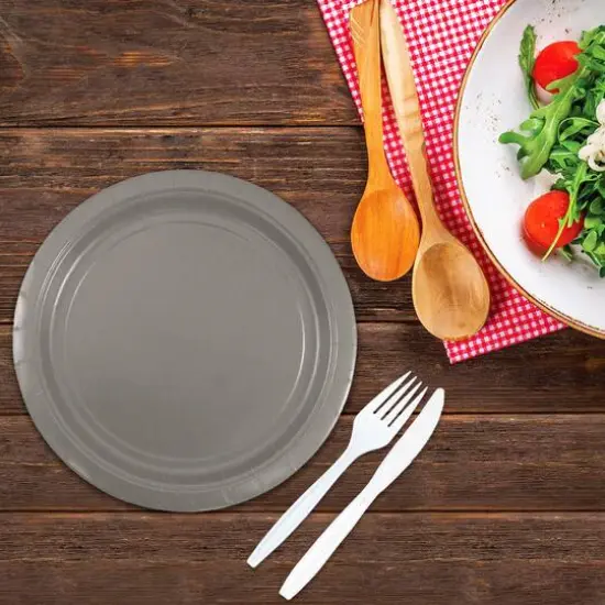 JAM Paper 9" Paper Party Plates, 50ct. Silver {5}