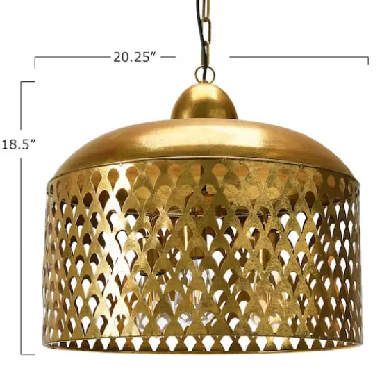 Hello Honey&reg; 20" Vintage Brushed Gold Metal Ceiling Light {4}