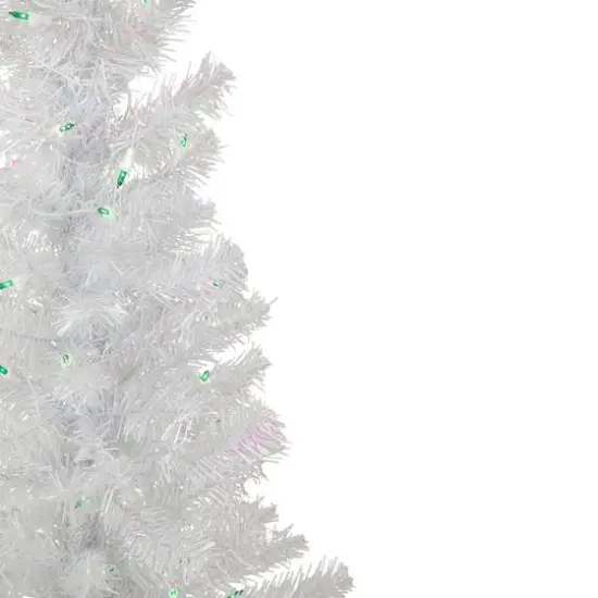 4ft. Pre-Lit White Rockport Pine Artificial Christmas Tree, Green Lights {5}