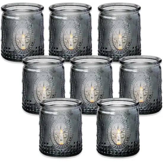 Kate Aspen&reg; Vintage Smoke Gray Glass Tea Light Holder Set {1}