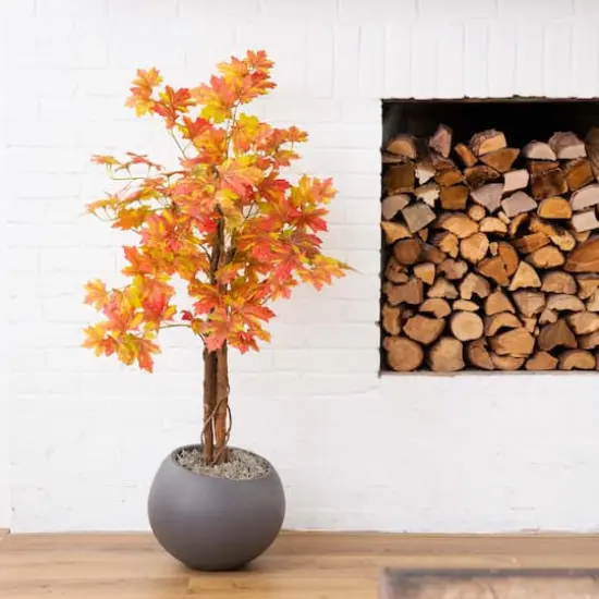 4ft. Deluxe Potted Artificial Autumn Maple Tree {3}