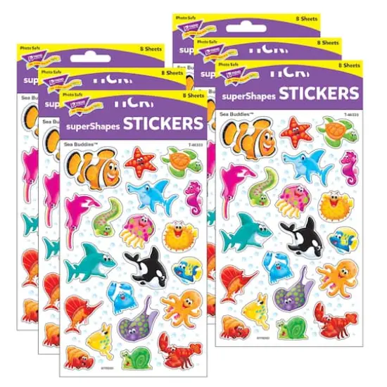 Trend Enterprises&reg; Sea Buddies&trade; superShapes Large Stickers, 6 Packs of 160ct. {1}