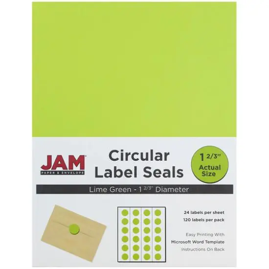 JAM Paper Circular Seal & Rectangular Mailing Address Label Combo Set Lime Green {6}