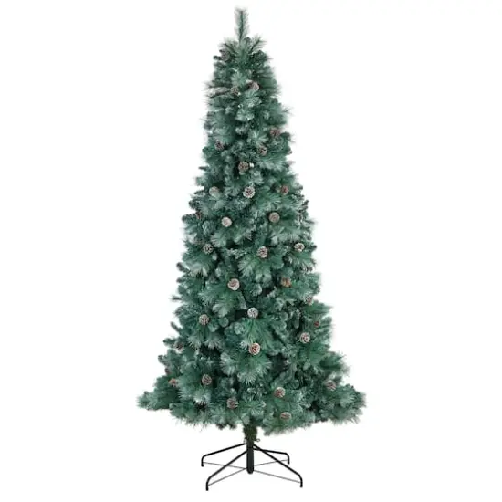 8ft. Pre-Lit Frosted British Columbia Mountain Pine Artificial Christmas Tree, Clear Lights {4}