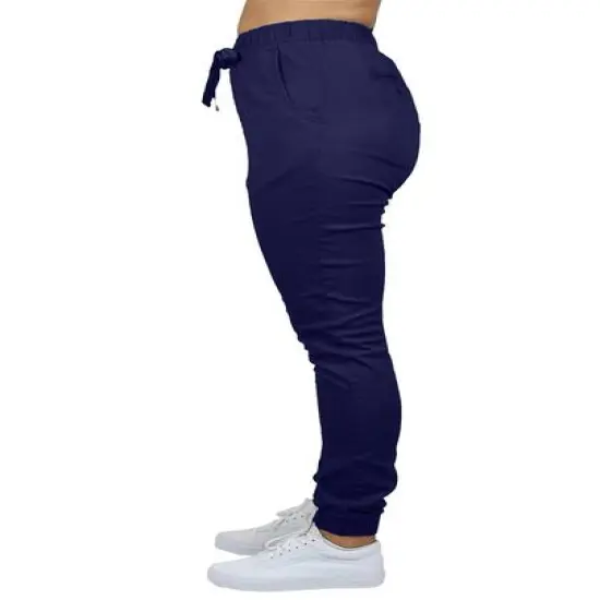 Galaxy By Harvic Loose Fit Stretch Twill Women's Joggers Navy {4}