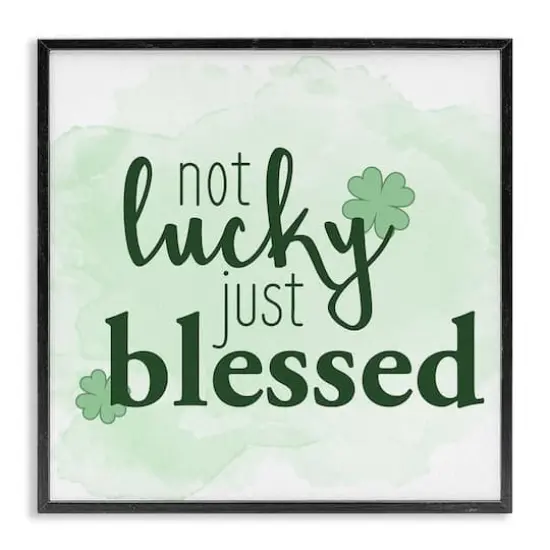 Stupell Industries Just Blessed Green Shamrocks Framed Giclee Art Black {1}