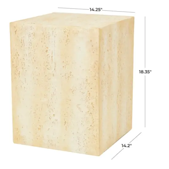 18" Natural Textured Wood Grain Outdoor Accent Table Cream {5}