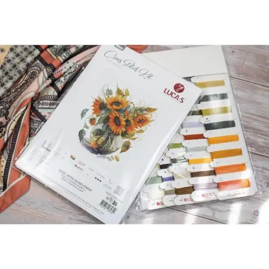 Luca-S Vase with Sunflowers Counted Cross Stitch Kit {3}