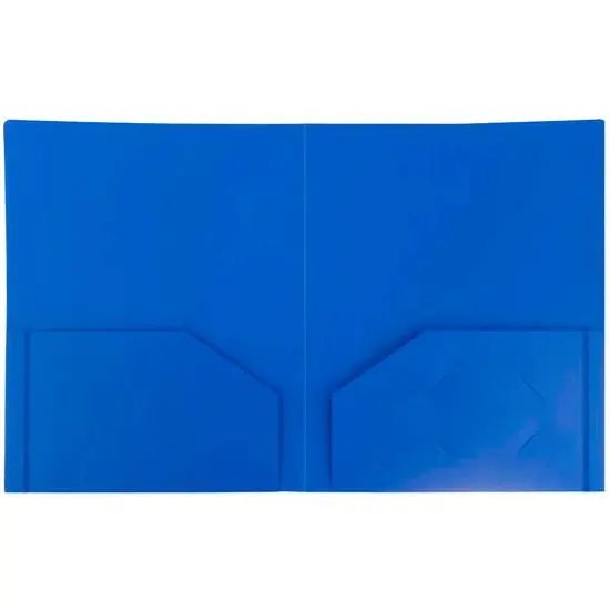 JAM Paper Heavy Duty Plastic 2-Pocket Folders, 6ct. Blue {4}