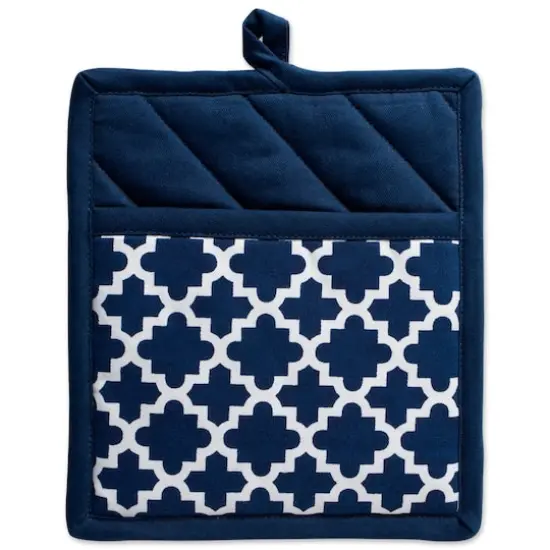 DII&reg; Nautical Blue Lattice Oven Mitt & Potholder Set {7}