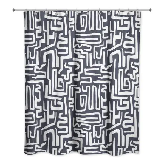 Woogly Shapes Shower Curtain Navy {3}