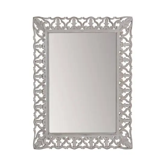 Habitat Calie 25" Distressed Gray Mirror with Carved Botanical Frame {1}