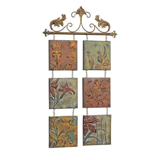 Brown Wrought Iron Traditional Floral Wall Decor {3}