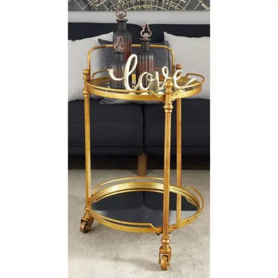 Brass Iron Bar Cart, 31" x 19" x 18" {7}