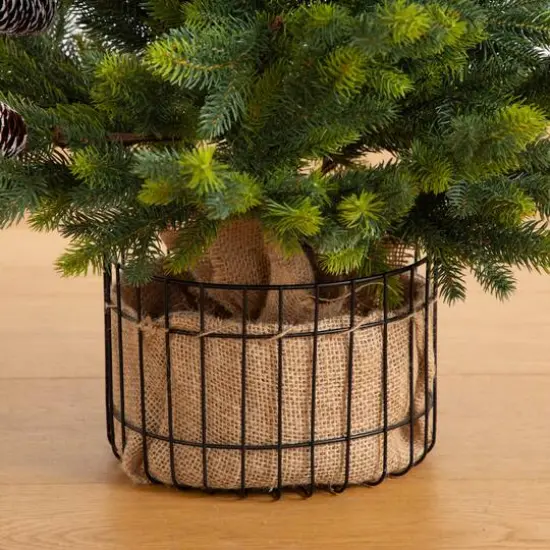3ft. Artificial Balsam Fir Christmas Tree with Pine Cones in Jute Wire Planter {4}