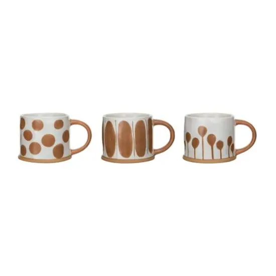 Hello Honey&reg; 16oz. White & Brown Painted Stoneware Mug Set, 3ct. {1}