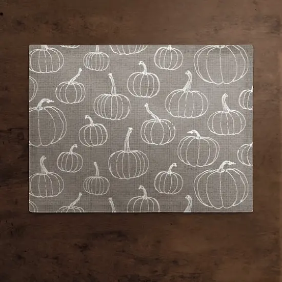 Gray Pumpkin Pattern Cotton Twill Placemat {3}