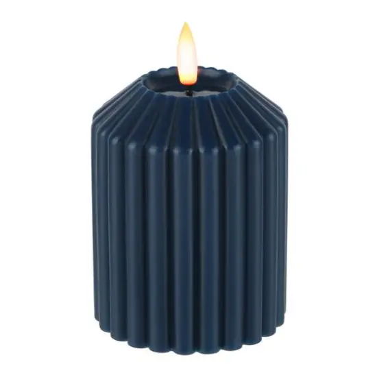 4" Ribbed Wax LED Pillar Candle by Ashland&reg; Blue {3}