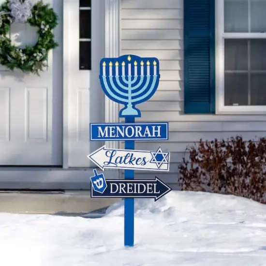 Glitzhome&reg; 3.5ft. LED Hanukkah Yard Stake {3}
