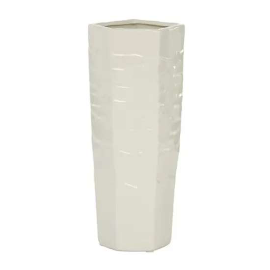 White Ceramic Contemporary Vase, 13" x 5" x 5" {3}