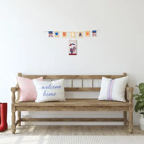 30.5" USA Summer Fun Welcome Patriotic Hanging Wall Decoration {3}