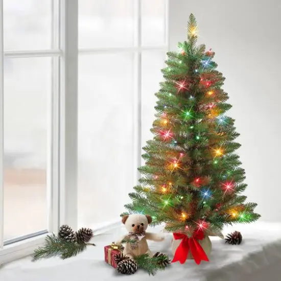 3ft. Pre-Lit Artificial Fraser Fir Tree, Multicolor Lights {4}