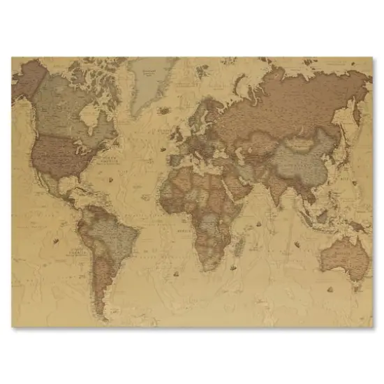 Designart - Ancient Map of The World III - Vintage Canvas Wall Art Print {5}