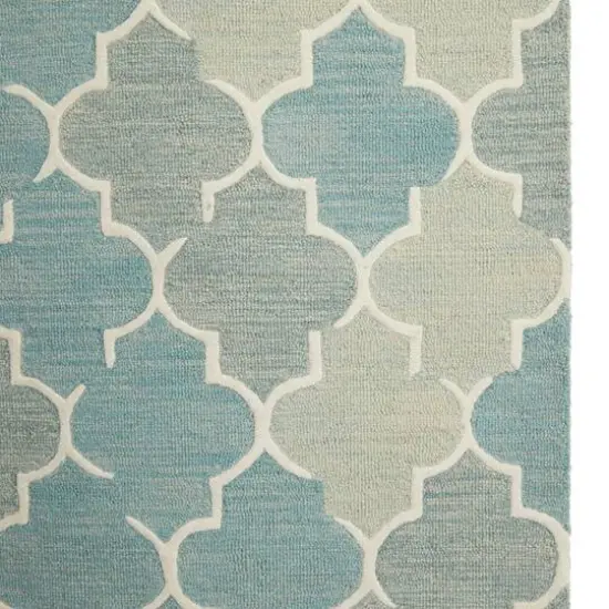 Blue Wool Modern Hand Hooked Rug, 5ft. x 8ft. {4}