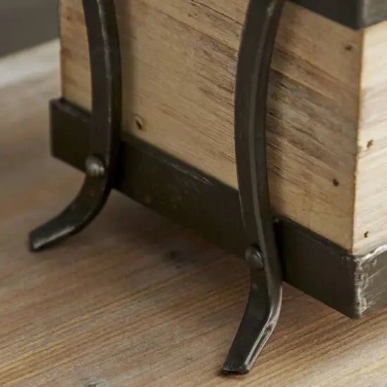 22" Brown Wood Farmhouse Tray {5}