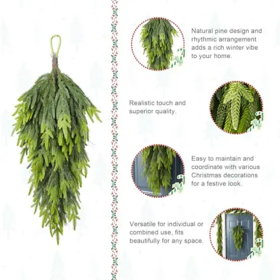 Glitzhome&reg; 31.5"H Christmas Greenery PE Teardrop {6}