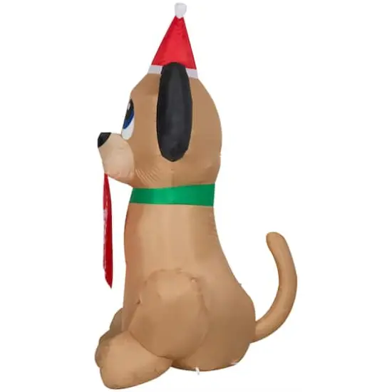 5ft. Airblown&reg; Inflatable Christmas Dog with Santa Paws Sign {5}