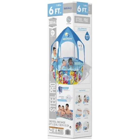 Steel Pro 6ft. UV Careful Splash-in-Shade Play Pool {3}