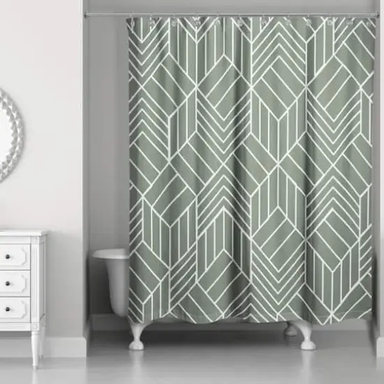 Hatch Chevron Shower Curtain Sage {3}