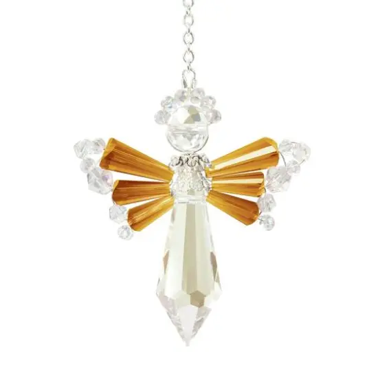 Solid Oak November/Topaz Birthstone Angel Crystal Suncatcher Ornament Kit {3}