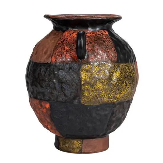 Hello Honey&reg; 8.5" Multicolor Textured Stoneware Vase with Handles & Reactive Glaze {11}