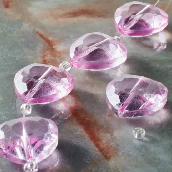 Pink Glass Heart Beads, 22mm by Bead Landing&trade; {3}