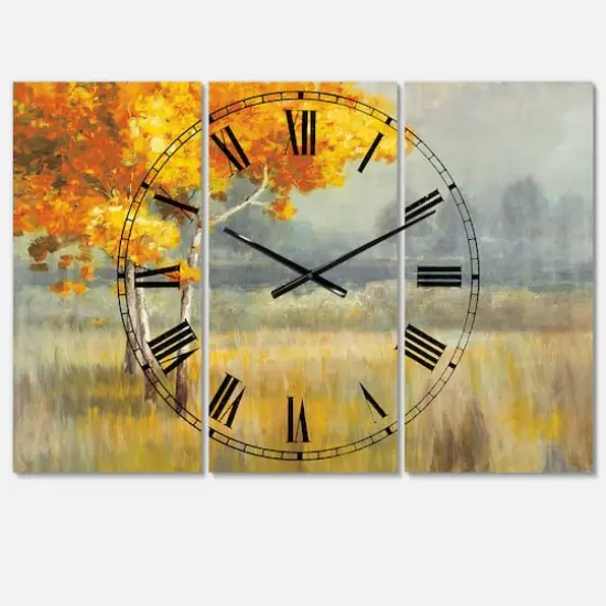 Designart 'Autumn Landscape Farmhouse Multipanel Wall Clock {1}