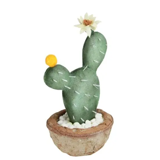 12" Southwestern Style Potted Cactus with Flowers {3}