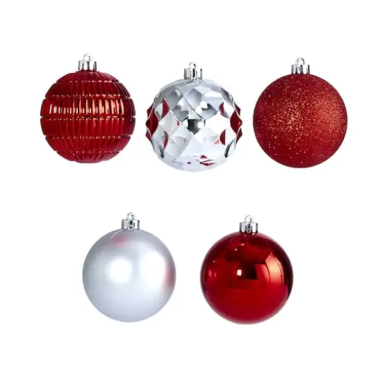 40ct. 3" Red & Silver Shatterproof Ball Ornaments {4}