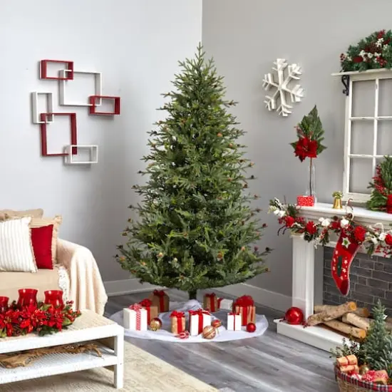 7.5ft. Pre-Lit Classic Pine & Pinecone Artificial Christmas Tree, Clear Lights {9}