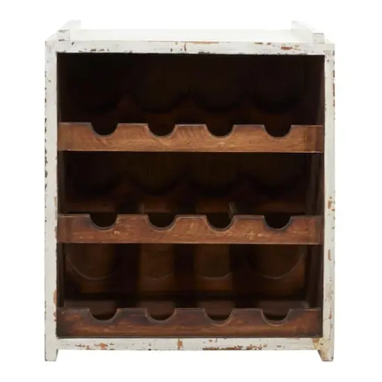 16" White Wood Farmhouse Wine Rack {3}