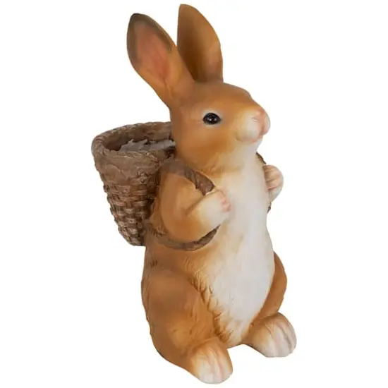 16.75" Standing Bunny Carrying a Basket Outdoor Garden Statue {1}