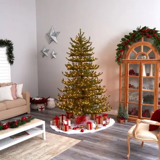 8ft. Pre-Lit Vancouver Mountain Pine Artificial Christmas Tree, Clear Lights {10}