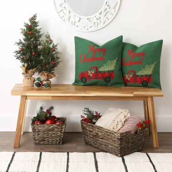 DII&reg; Merry Christmas Truck Embroidered Pillow Cover Set {8}