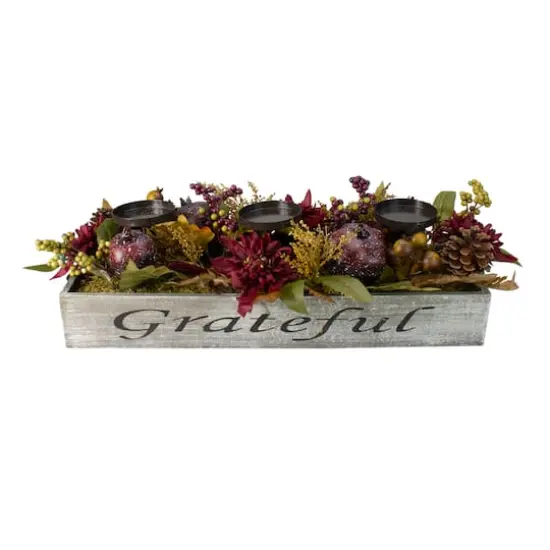 24" Autumn Harvest Pomegranate 3-Piece Candle Holder {1}