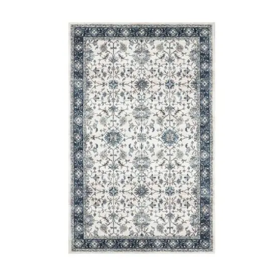 Glitzhome&reg; Ivory & Blue Oriental Area Rug {1}