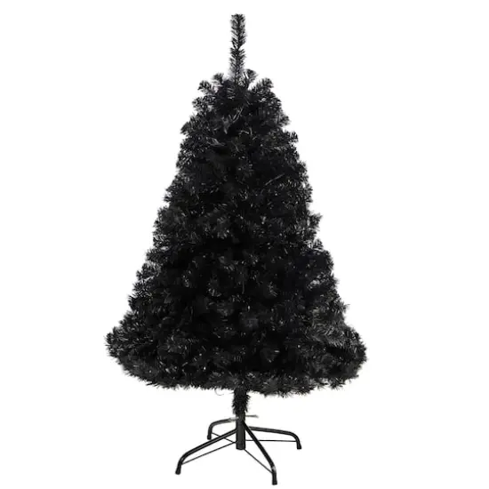 4ft. Pre-Lit Black Artificial Christmas Tree, Clear LED Lights {4}