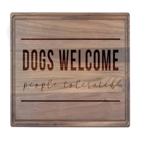Dogs Welcome 17" x 11" Walnut Cutting Board {1}