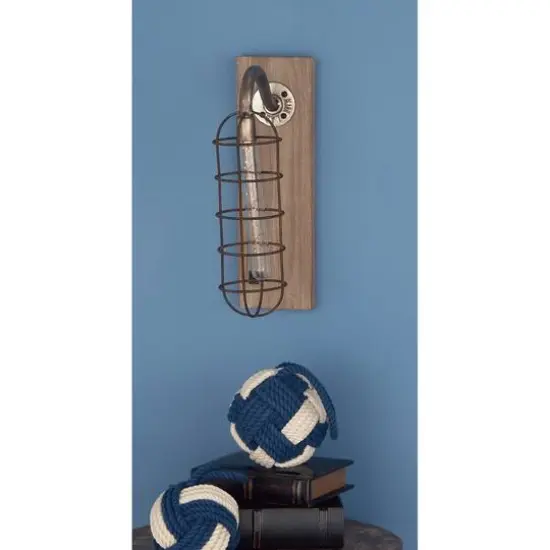 15" Brown Iron Industrial LED Wall Sconce {10}