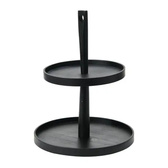 Hello Honey&reg; 18" Black Wood 2-Tier Decorative Tray {1}